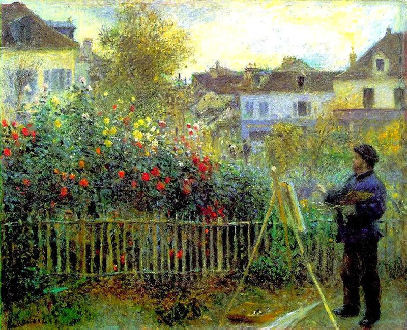 Claude Monet pintando em seu jardim em Argenteuil - Pierre-Auguste Renoir