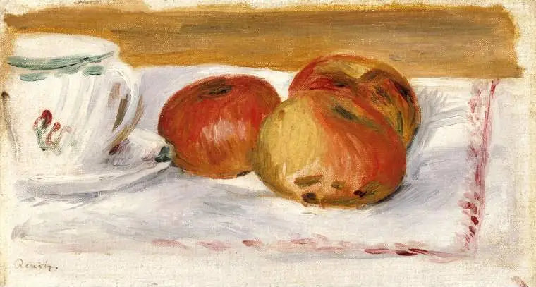 Maçãs e xícara de chá - Pierre-Auguste Renoir