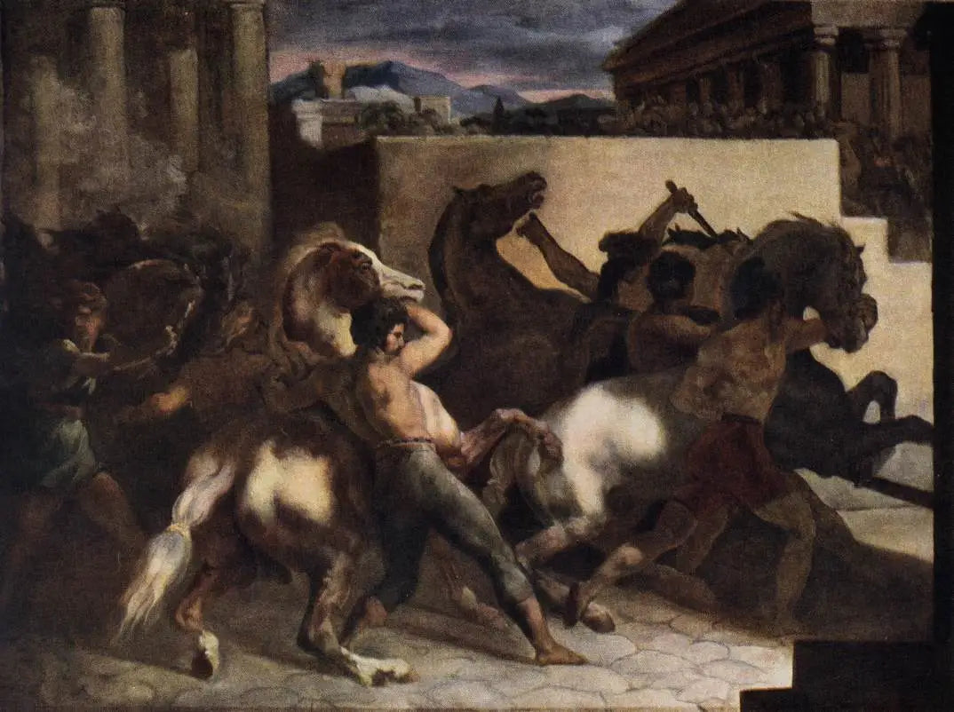 Reproduction du tableau « Course de chevaux libres : La Mossa - Théodore Géricault » par Alpha Reproduction en peinture à l’huile