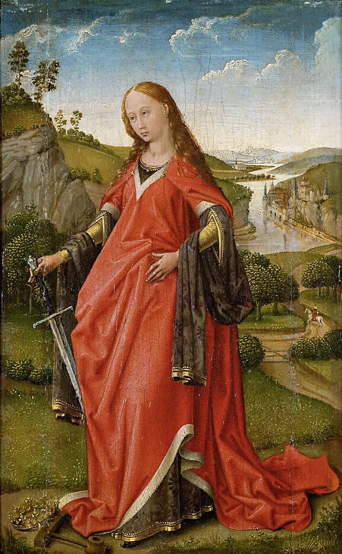 Asa direita de um díptico: Santa Catarina - Rogier van der Weyden