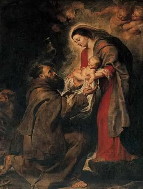 São Francisco recebendo o Menino Cristo - Peter Paul Rubens