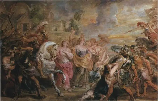 A reconciliação dos romanos e dos sabinos, 1639-1640 - Peter Paul Rubens