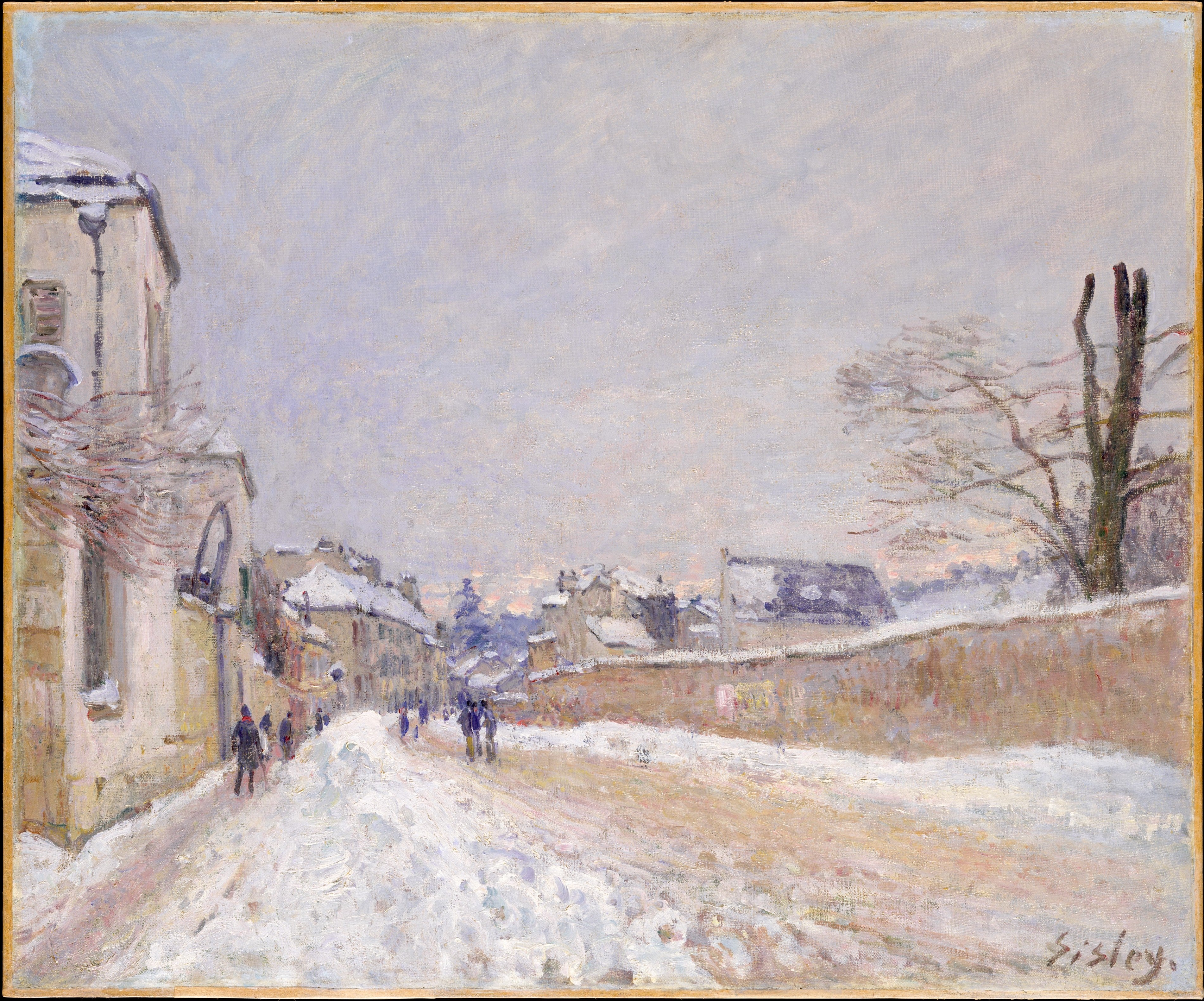 Reproduction du tableau « Rue Eugène Moussoir à Moret : L'hiver - Alfred Sisley » par Alpha Reproduction en peinture à l’huile