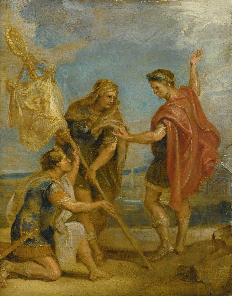 Constantin recebe a bandeira com o monograma de Cristo como sinal imperial (Le Labarum) - Peter Paul Rubens