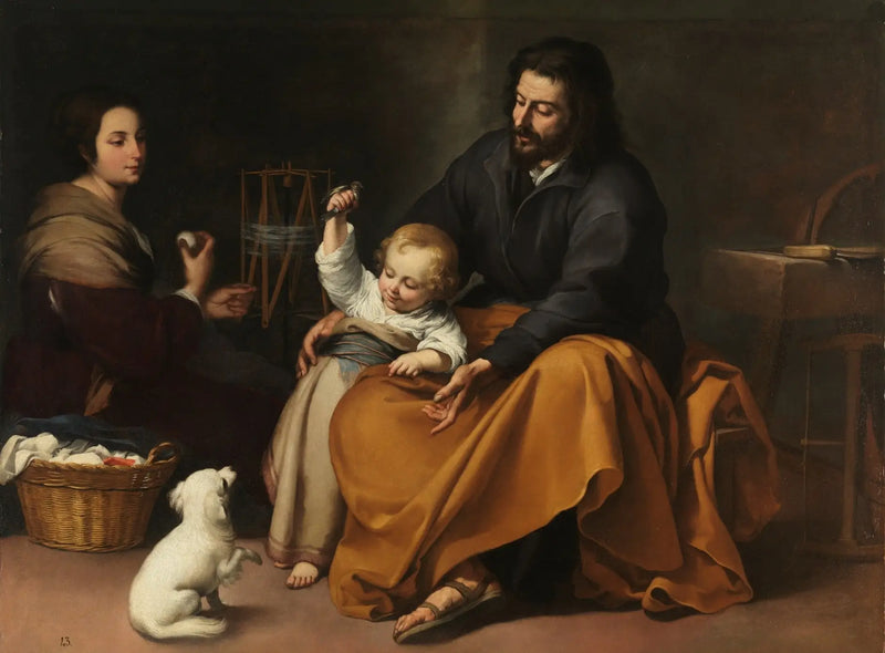 Santa Família com o Pequeno Pássaro - Bartolomé Esteban Murillo