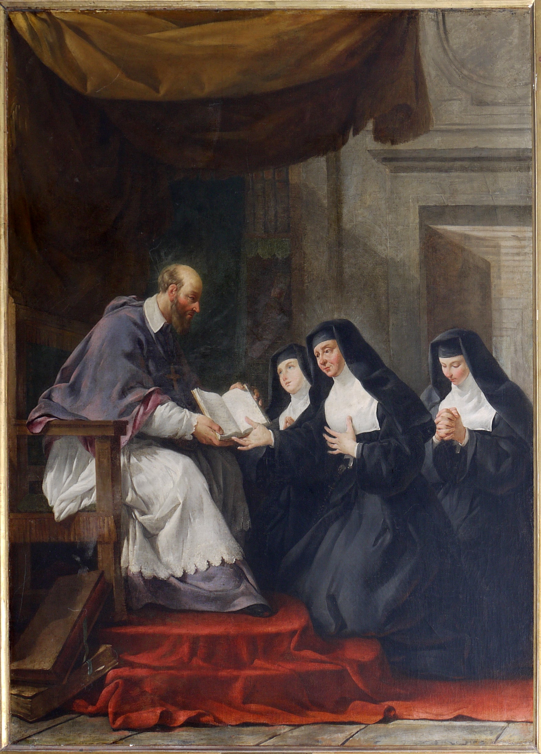 Saint François de Sales donnant à sainte Jeanne de Chantal la règle de l'ordre de la Visitation - Noël Hallé