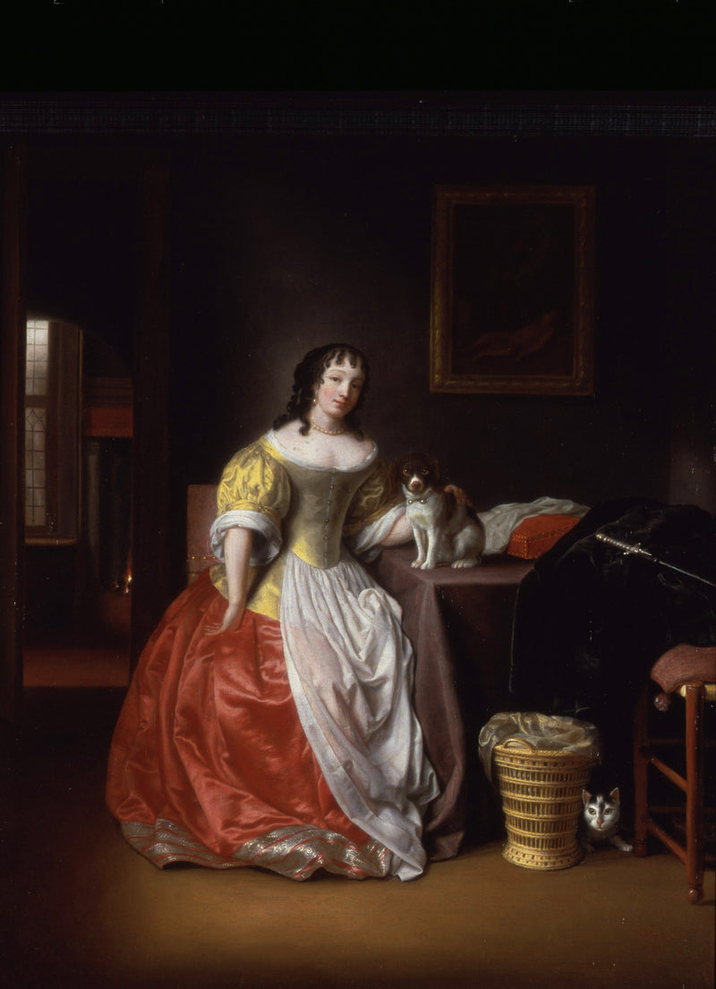 Intérieur avec femme et chien - Samuel van Hoogstraten