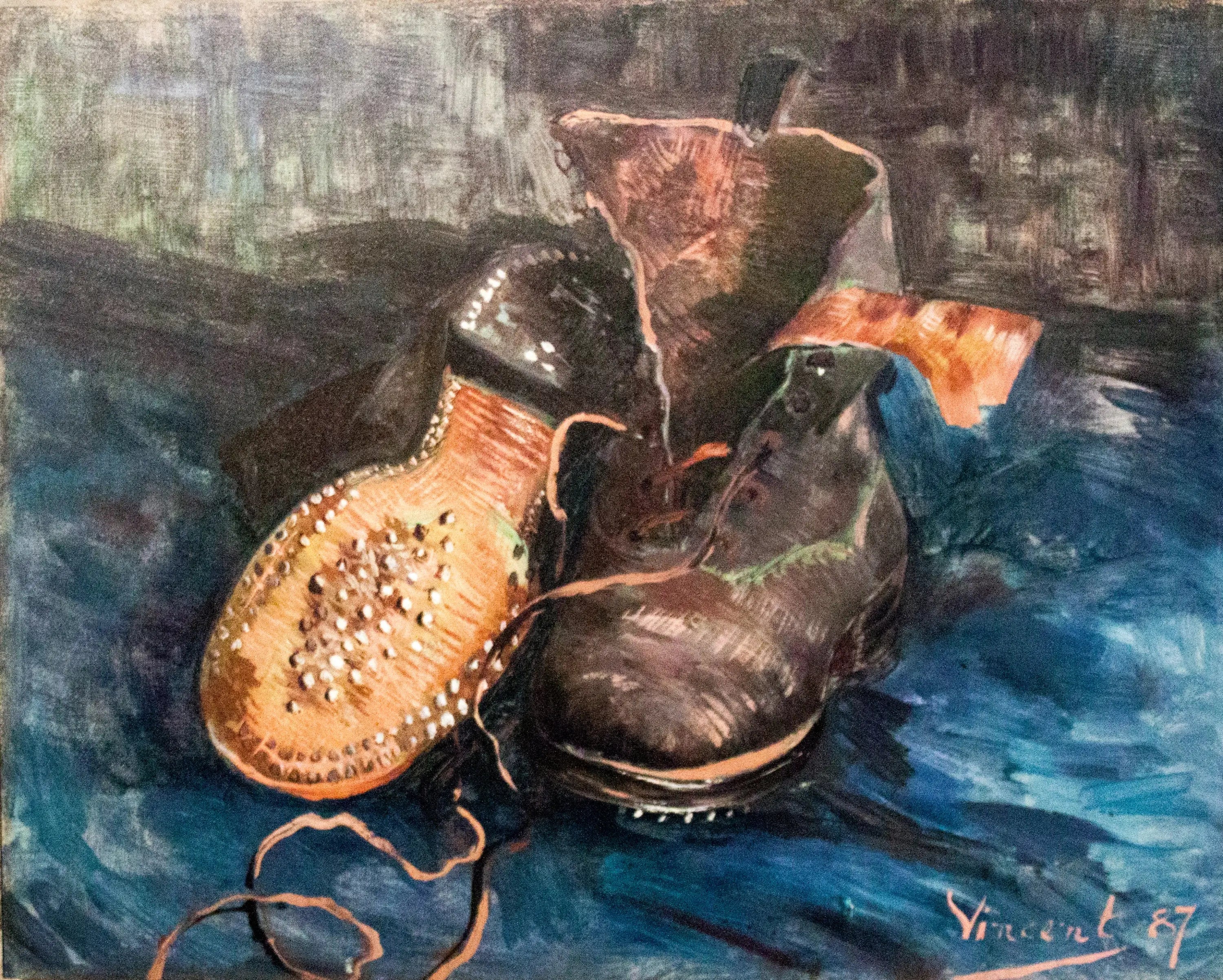 Reproduction du tableau « Paire de chaussures, A - Vincent van Gogh » par Alpha Reproduction en peinture à l’huile