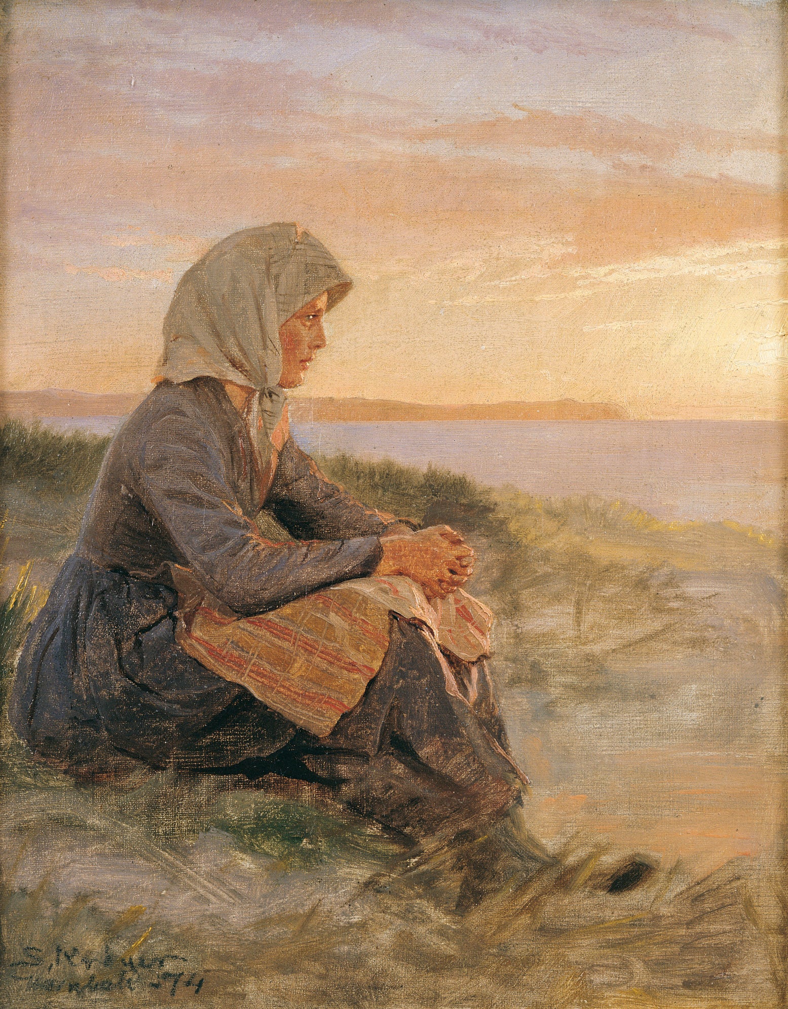Filha de pescador sentada, Hornbæk - Peder Severin Krøyer