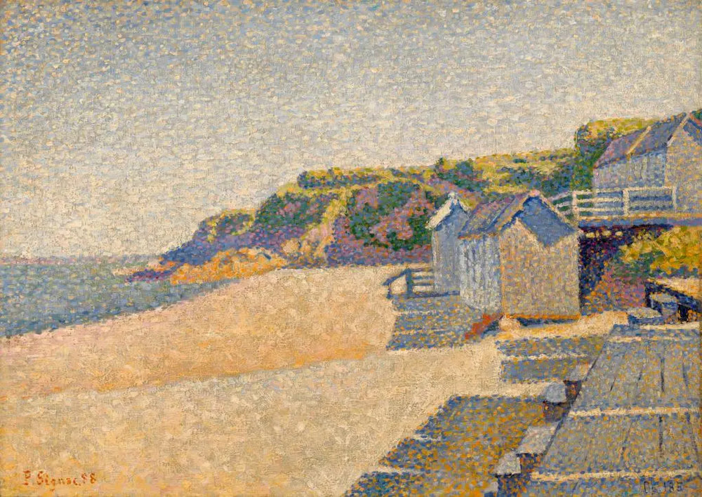 Reproduction du tableau « Portrieux, Les Cabines de Bain, Opus 185 (Plage de la Comtesse) - Paul Signac » par Alpha Reproduction en peinture à l’huile