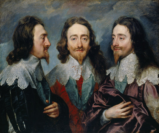 👑 Retrato Triplo de Carlos I – Anthony van Dyck (cerca de 1635–1636)