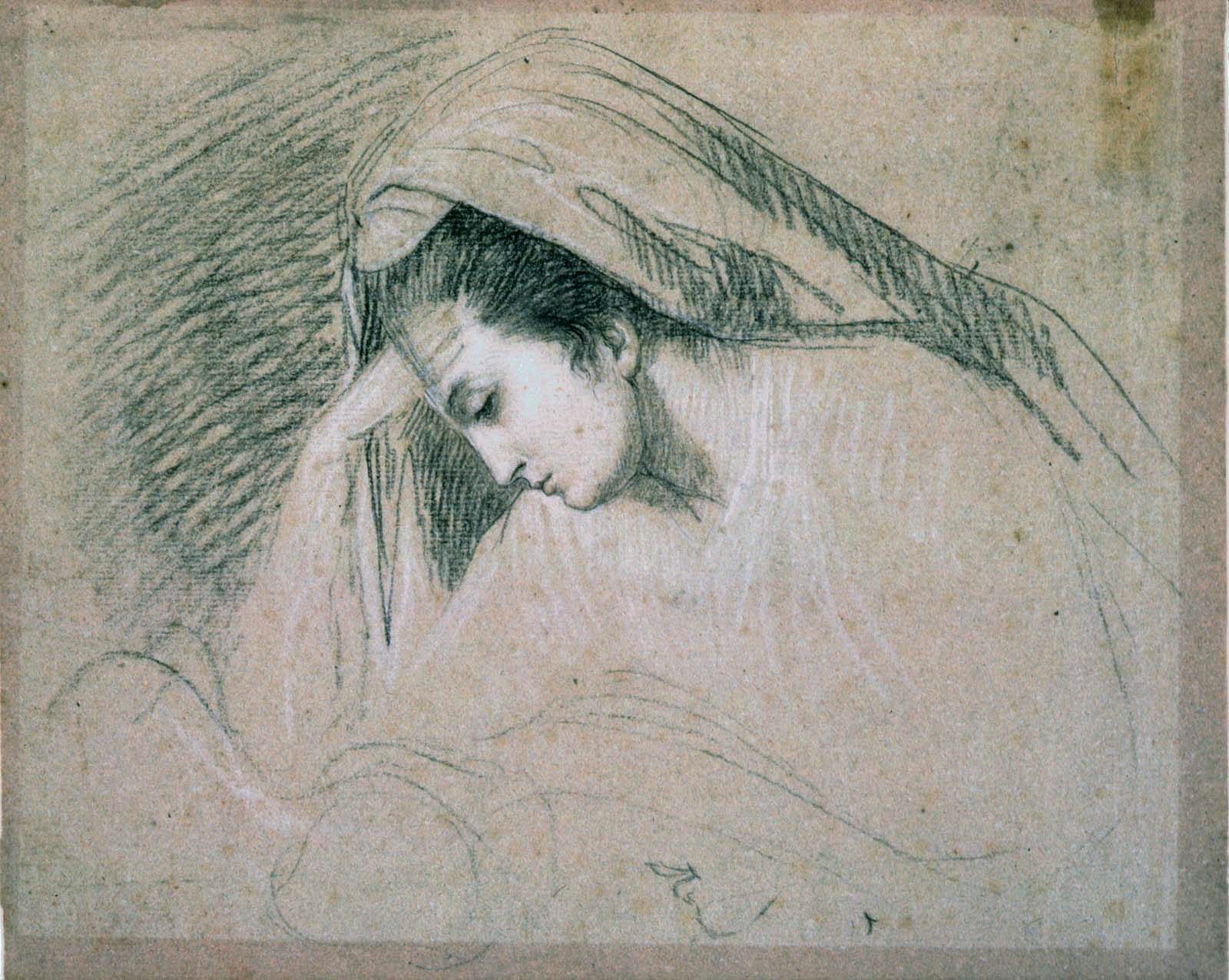 Étude pour la tête de la Vierge (dans la Nativité) - John Singleton Copley