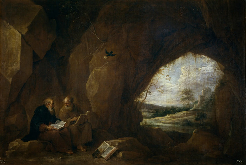 Santos Paulo e Antônio Abade em uma caverna - David Teniers Júnior