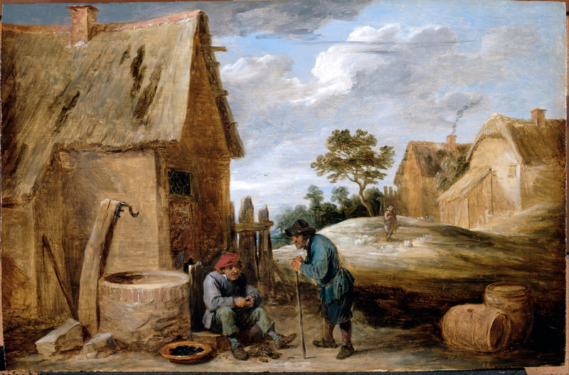 Um camponês comendo mexilhões - David Teniers, o Jovem