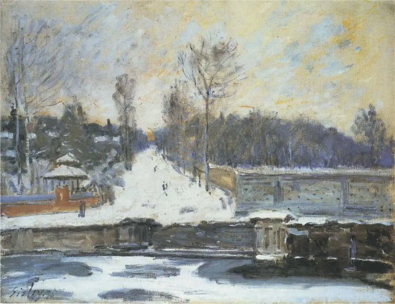 O Bebedouro de Marly, no inverno - Alfred Sisley