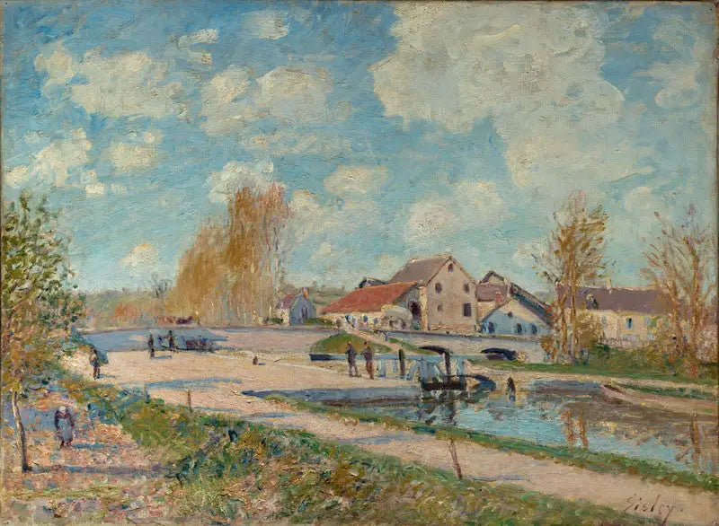 Reproduction du tableau « L'Écluse de Bourgogne à Moret, Printemps - Alfred Sisley » par Alpha Reproduction en peinture à l’huile