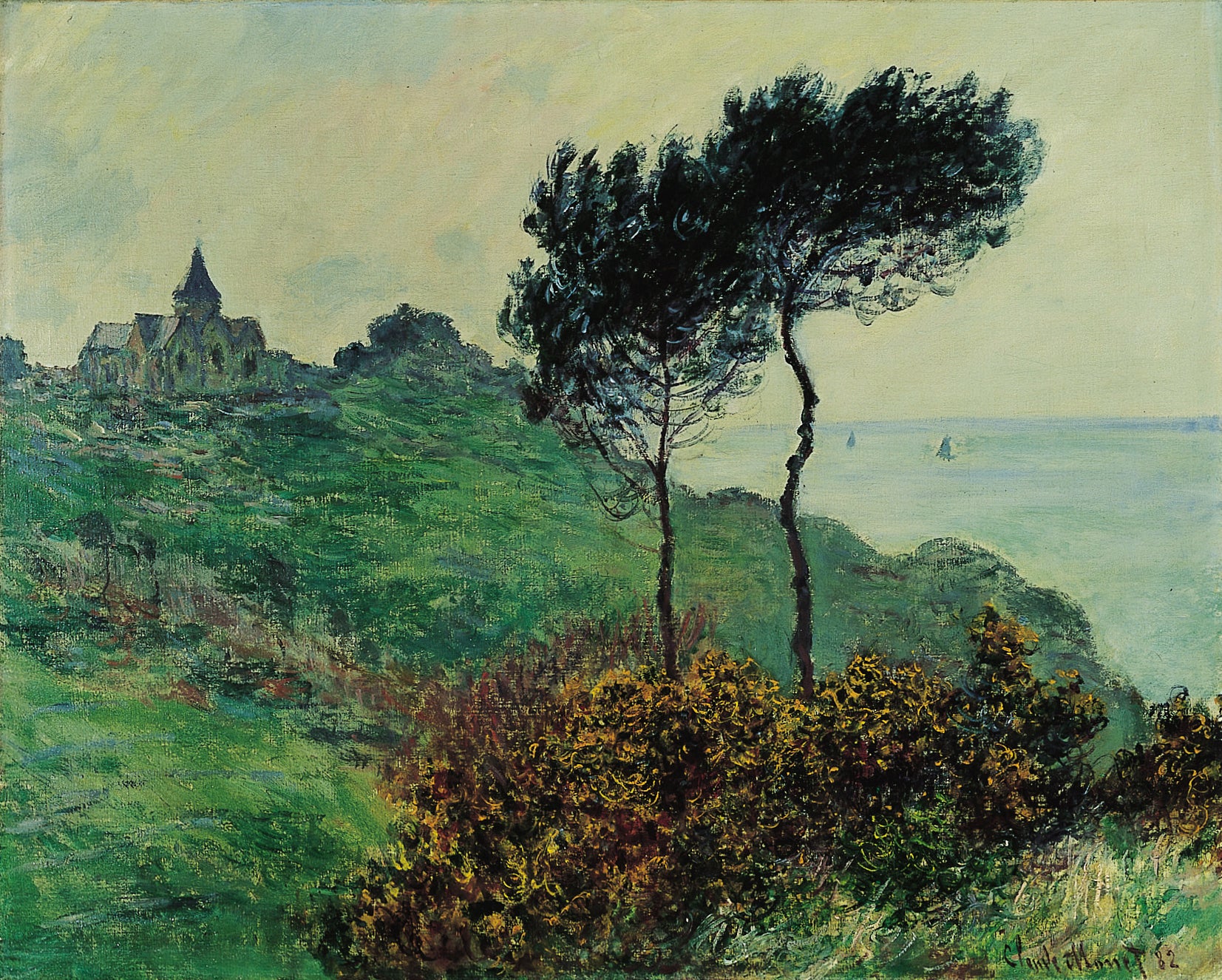 Reproduction du tableau « Église de Varengeville, temps gris - Claude Monet » par Alpha Reproduction en peinture à l’huile