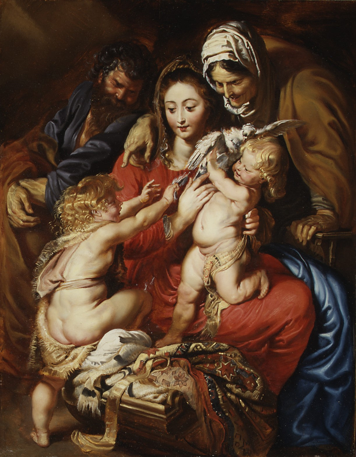 A Sagrada Família com santa Isabel, santo João e uma pomba - Peter Paul Rubens