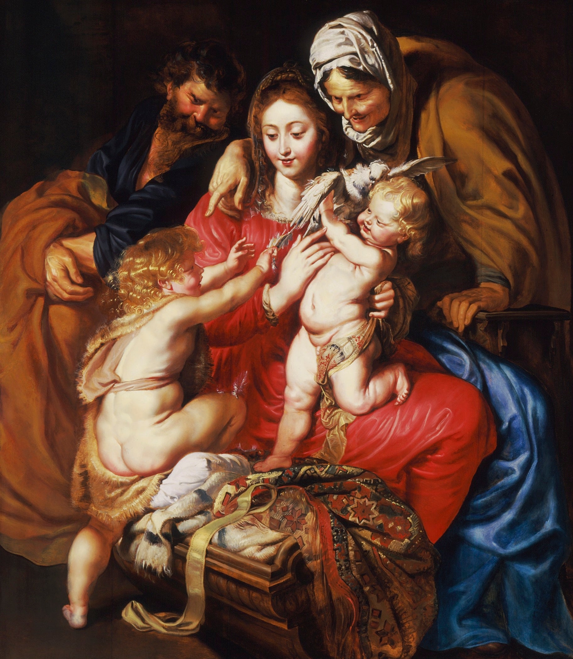 A Sagrada Família com santa Isabel, santo João e uma pomba - Peter Paul Rubens