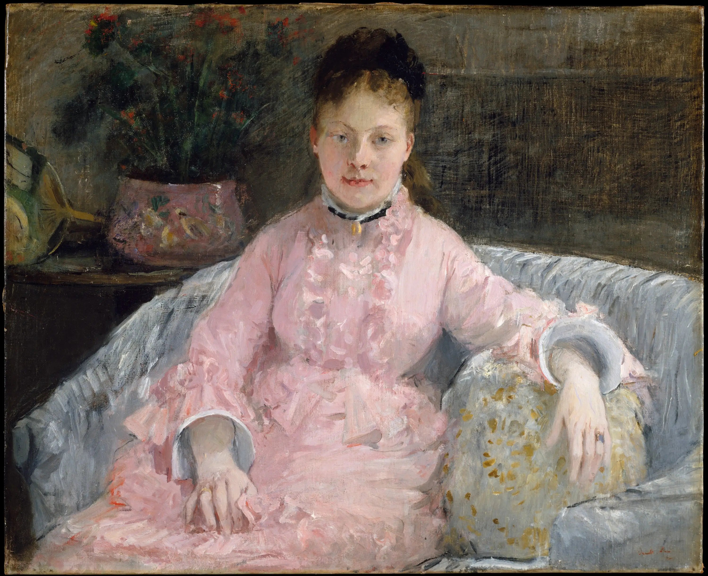 Reproduction du tableau « La Robe rose (Albertie-Marguerite Carré, plus tard Madame Ferdinand-Henri Himmes, 1854-1935) - Berthe Morisot » par Alpha Reproduction en peinture à l’huile