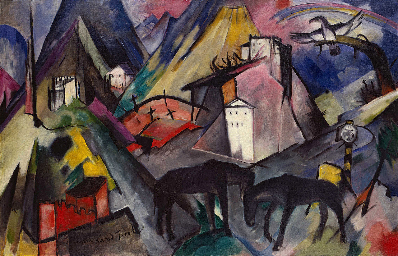 Reproduction du tableau « Le malheureux pays du Tyrol - Franz Marc » par Alpha Reproduction en peinture à l’huile
