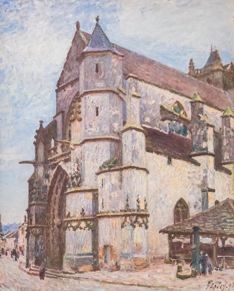 A Igreja de Moret, tempo chuvoso pela manhã - Alfred Sisley