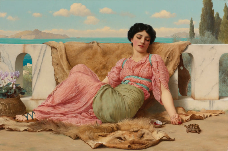O animal de estimação calmo - John William Godward