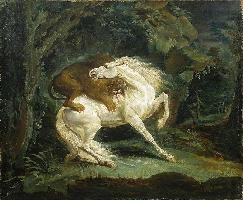 Cavalo atacado por um leão - Théodore Géricault