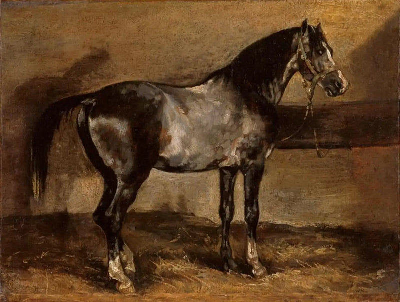 Cavalo cinza no cocho - Théodore Géricault