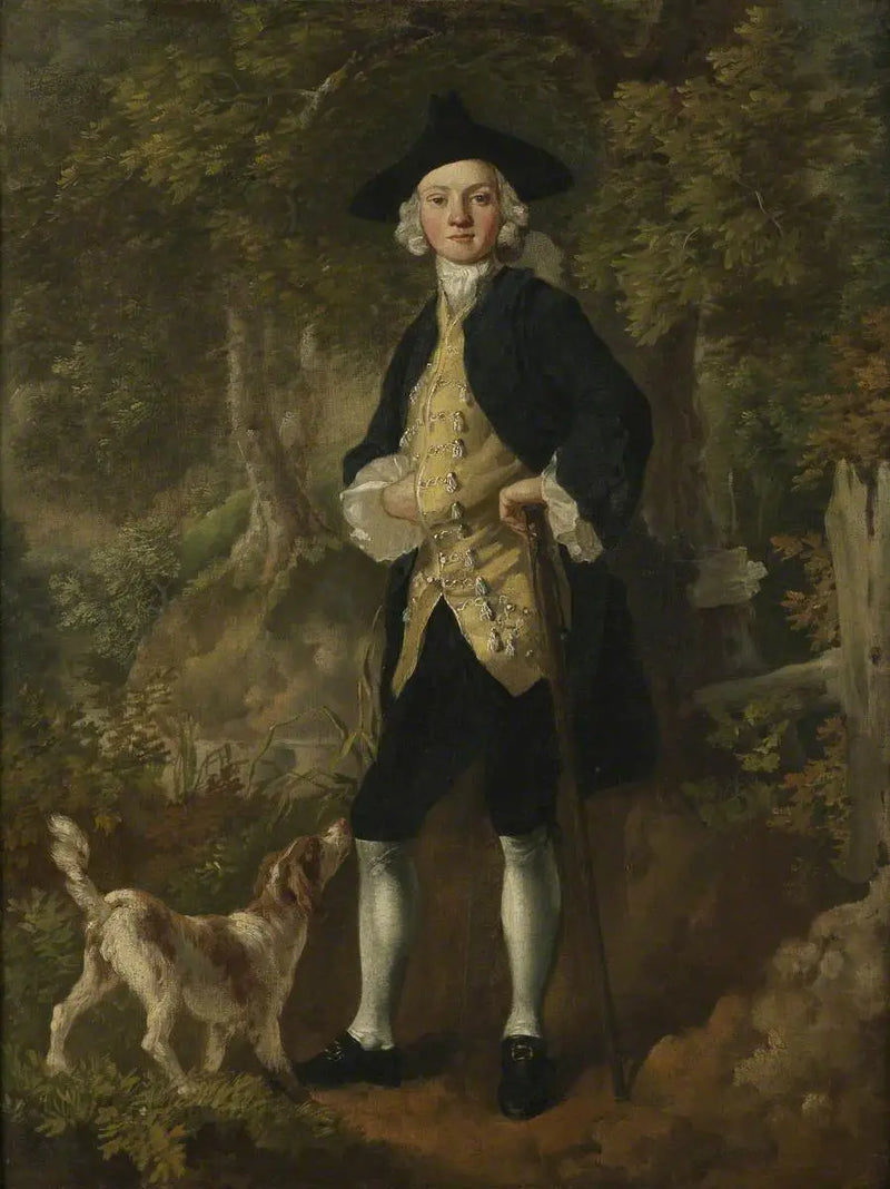 Um cavalheiro com um cachorro em uma floresta - Thomas Gainsborough
