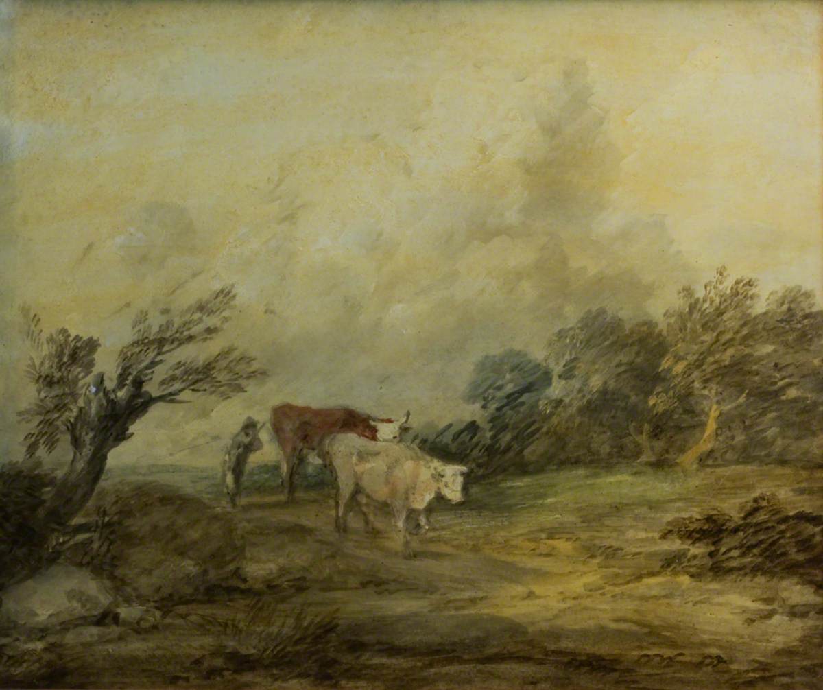 Paysage avec un paysan conduisant des vaches - Thomas Gainsborough
