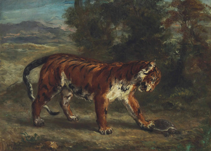 Tigre brincando com uma tartaruga - Eugène Delacroix