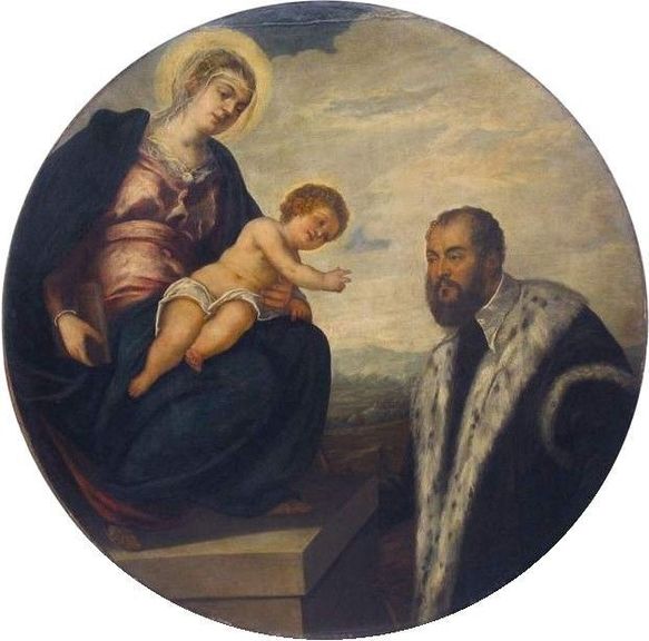 A Virgem com o Menino e um senador - Jacopo Tintoretto
