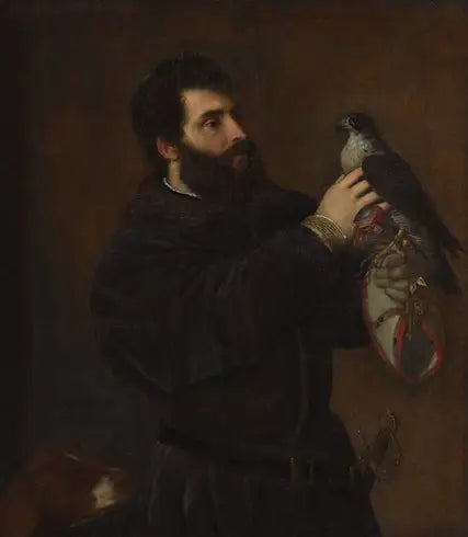Retrato de um homem com falcão - Titian