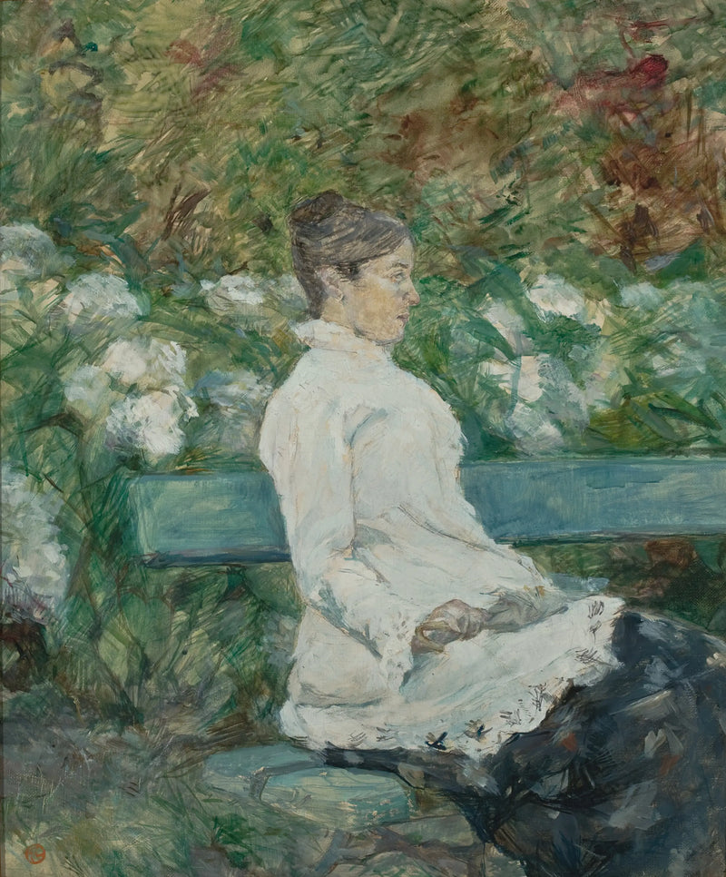 Madame a Condessa Adèle de Toulouse-Lautrec no Jardim de Malromé - Henri de Toulouse-Lautrec