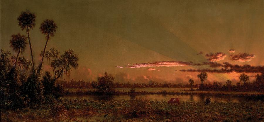Coucher de soleil tropical : marais de Floride - Martin Johnson Heade