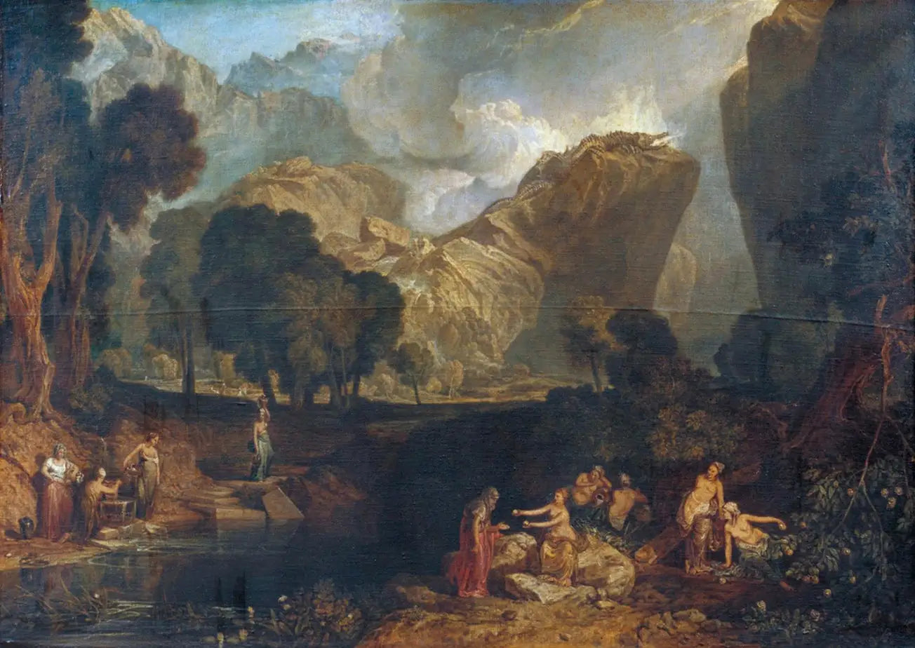 Reproduction du tableau « The Goddess of Discord Choosing the Apple of Contention in the Garden of the Hesperides - J. M. W. Turner » par Alpha Reproduction en peinture à l’huile