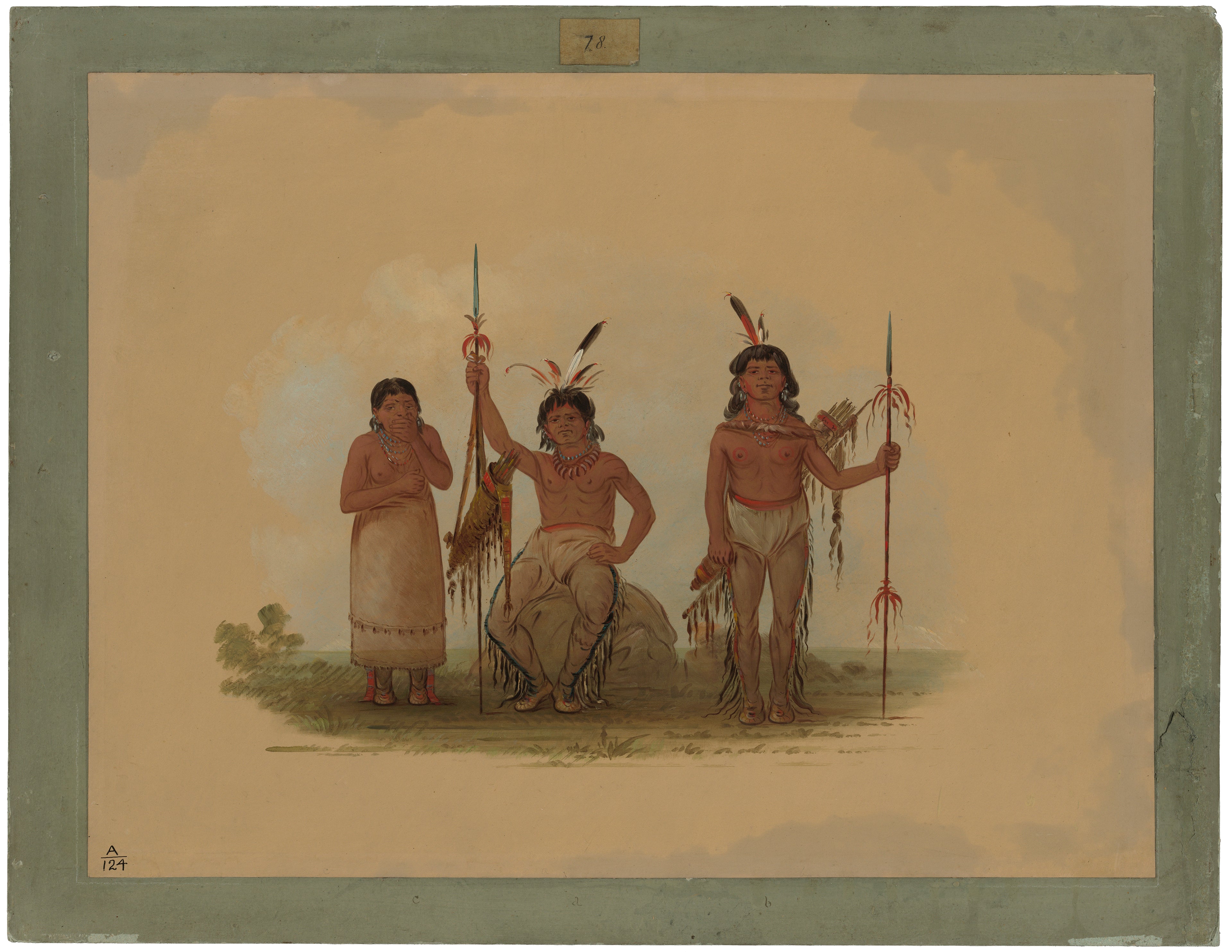 Deux guerriers Arapaho et une femme - George Catlin