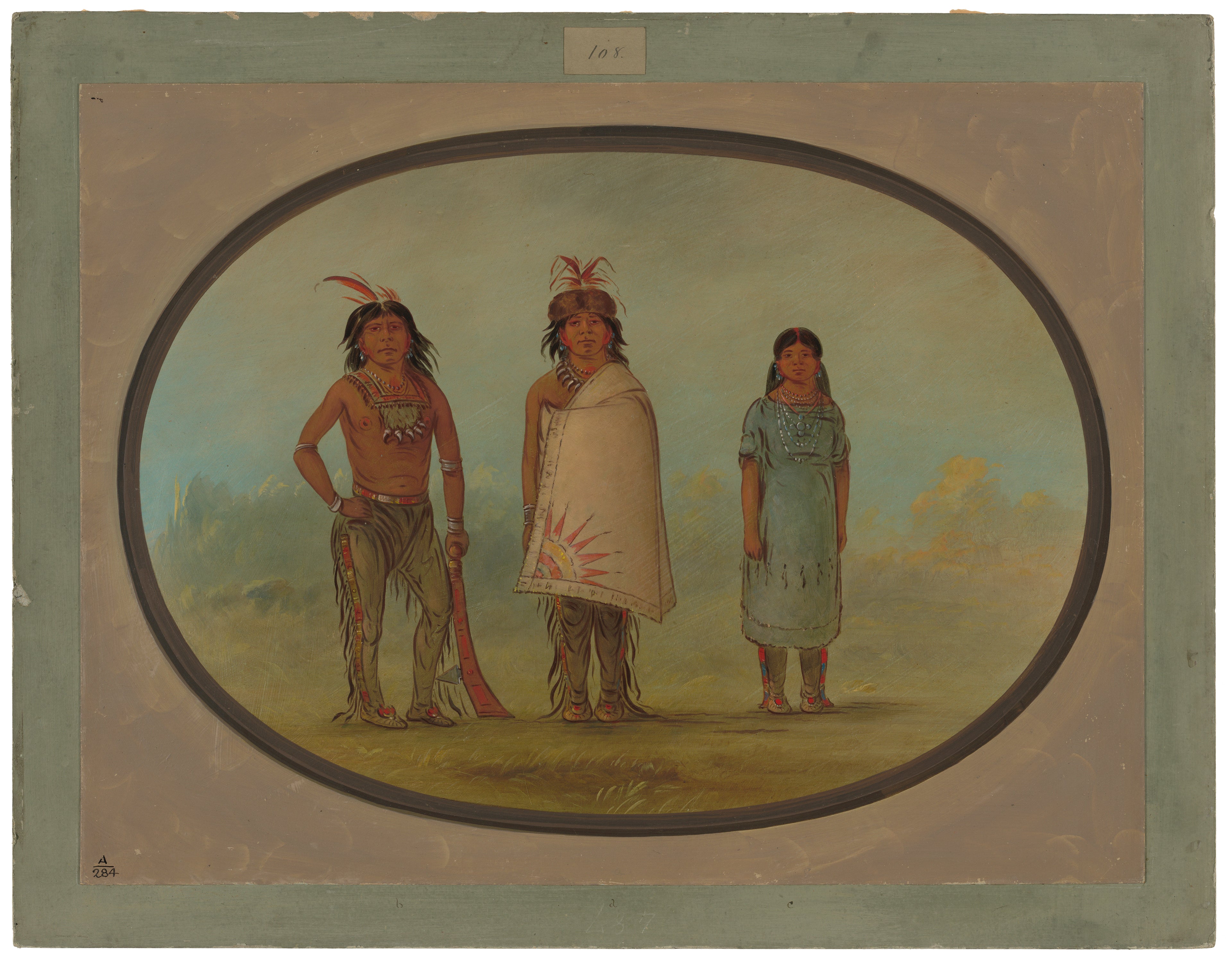 Deux guerriers Chippewyans et une femme - George Catlin