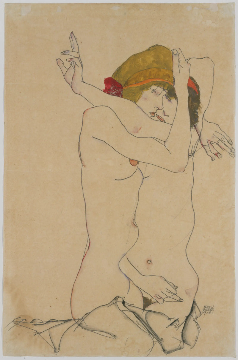 Duas mulheres se beijando - Egon Schiele