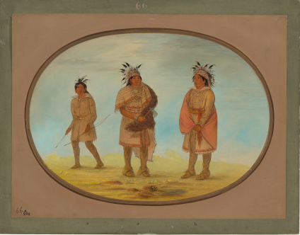 Deux guerriers Weeah et une femme - George Catlin