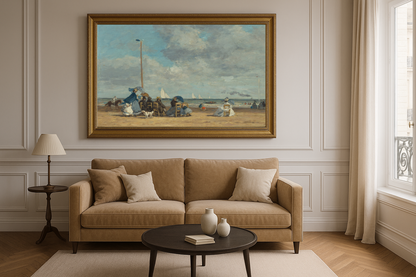 🌊 A Praia em Trouville – Eugène Boudin (anos 1860)