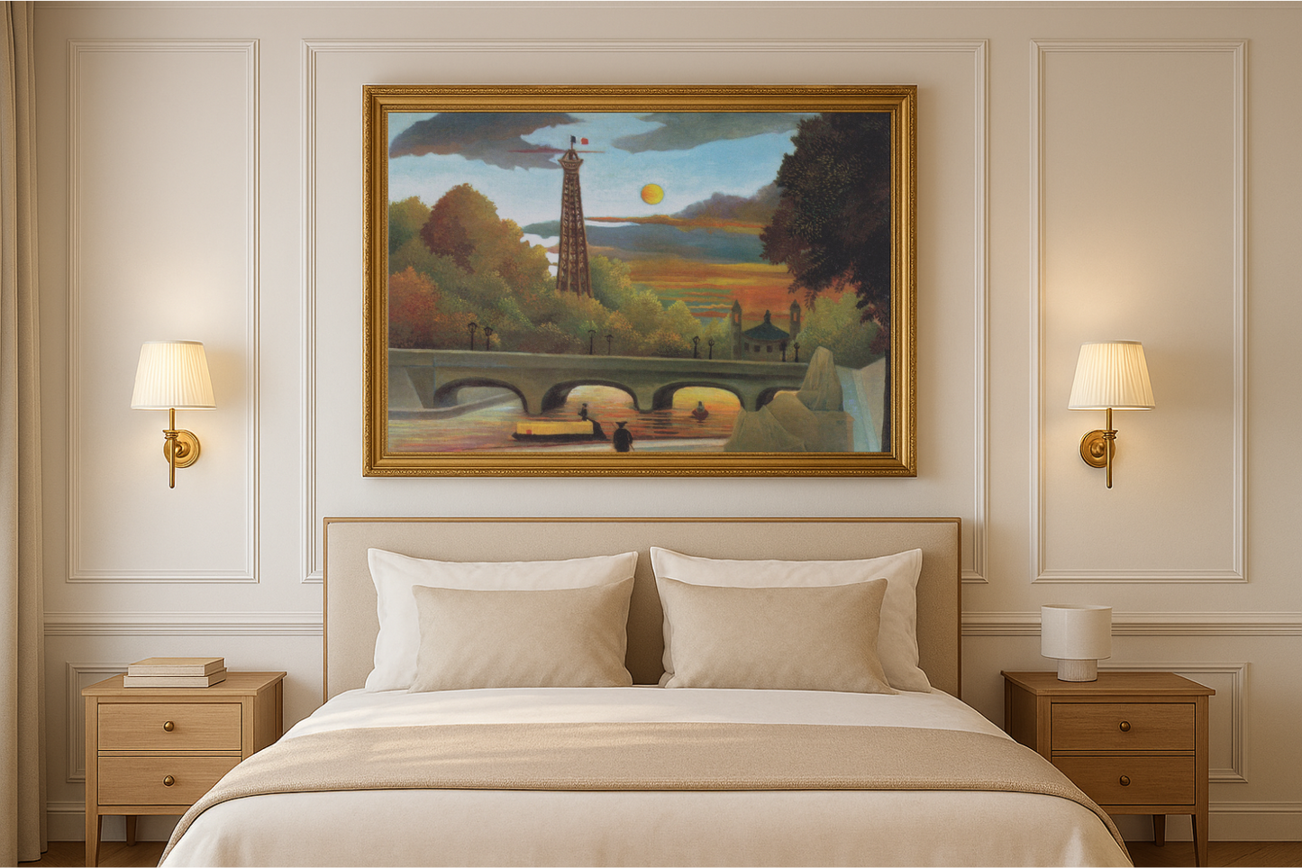 Seine e Torre Eiffel ao pôr do sol - Henri Rousseau