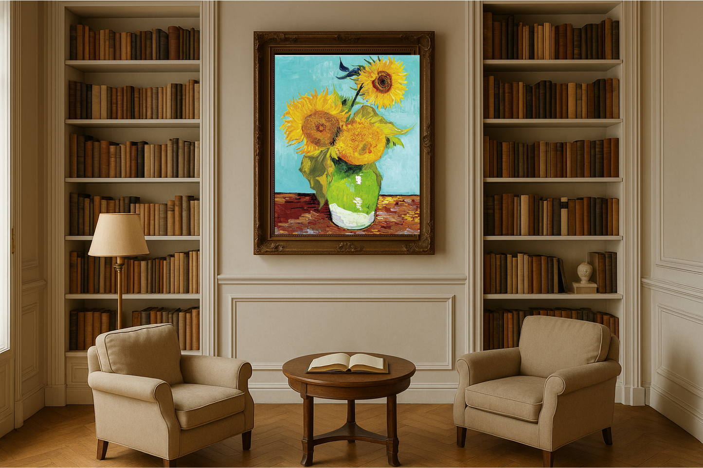 🌻 Girassóis (fundo turquesa) – Vincent van Gogh (1888)