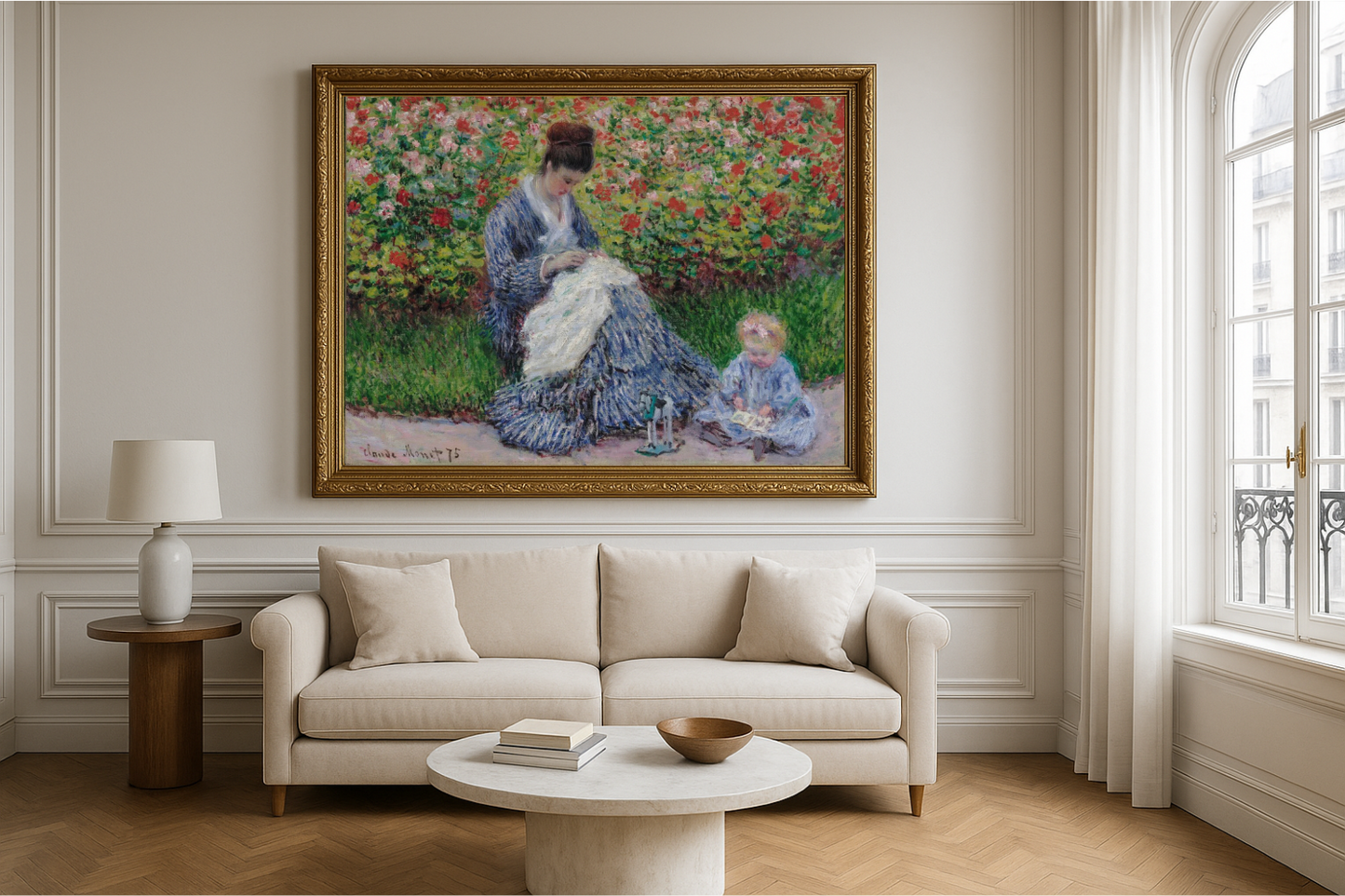 🌼 Camille Monet e a criança no jardim – Claude Monet (1875)