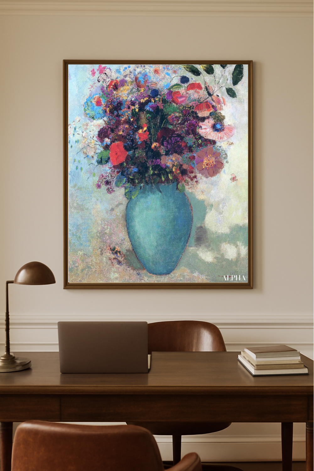 Flores em um vaso turquesa - Odilon Redon