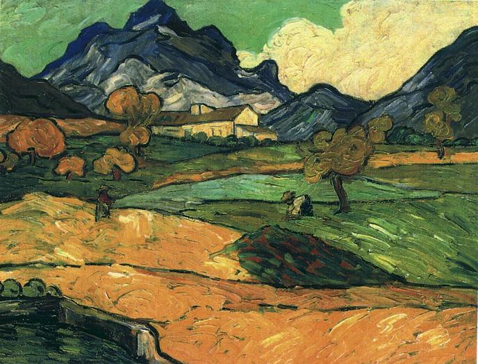 Reproduction du tableau « Le Mont Gaussier avec le Mas de Saint-Paul - Vincent van Gogh » par Alpha Reproduction en peinture à l’huile