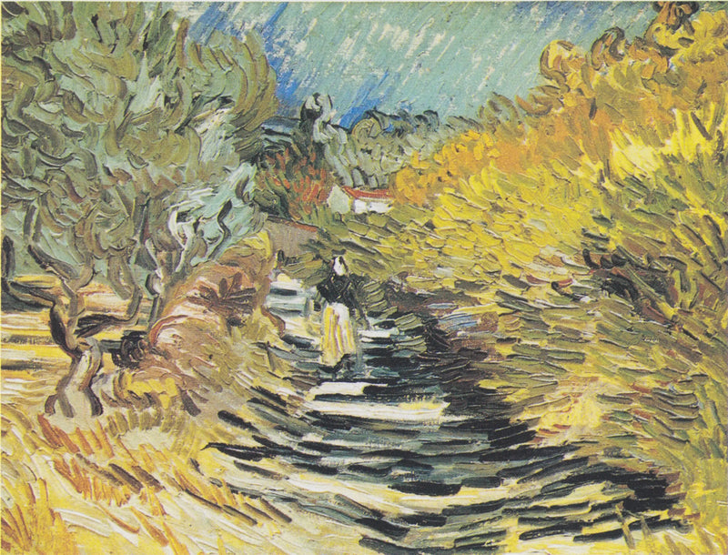 Uma estrada em Saint-Rémy com uma figura feminina - Vincent van Gogh