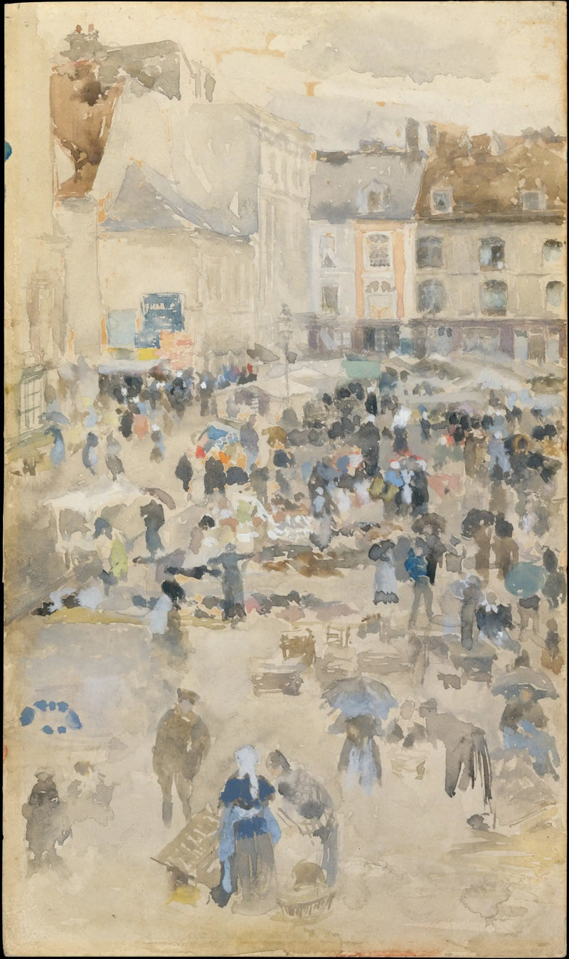 Variações em roxo e cinza — Praça do Mercado, Dieppe - James Abbott McNeill Whistler