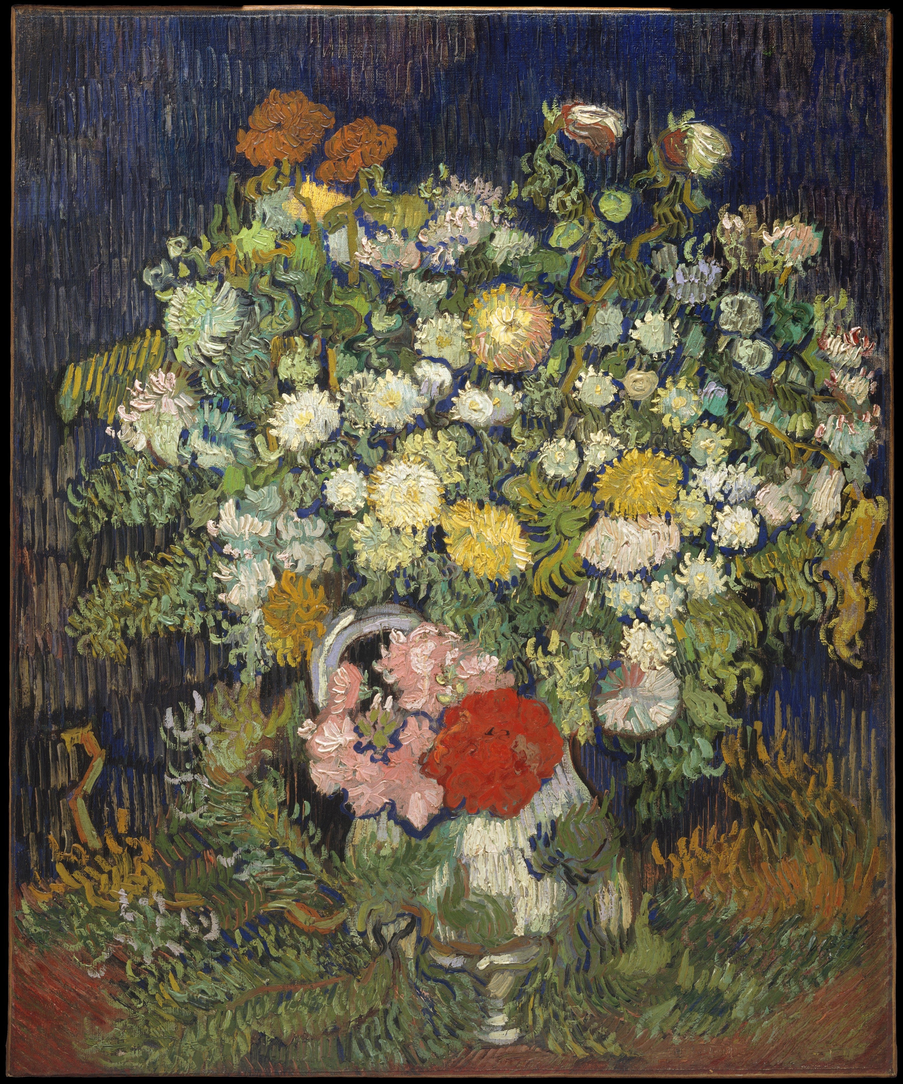 Reproduction du tableau « Bouquet de fleurs dans un vase - Vincent van Gogh » par Alpha Reproduction en peinture à l’huile